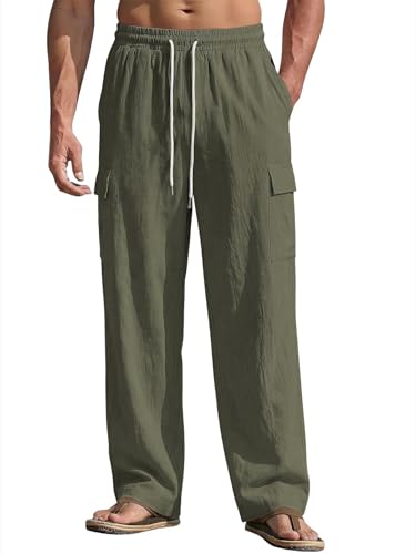 Amazon.com: TAFLE Mens Linen Pants Casual Summer Beach Pants